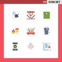 Universal Icon Symbols Group of 9 Modern Flat Colors of rest bedroom banking bed maracas Editable Vector Design Elements