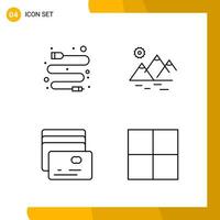 4 Icon Set Line Style Icon Pack Outline Symbols isolated on White Backgound for Responsive Website Designing vector