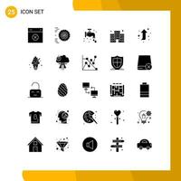 Universal Icon Symbols Group of 25 Modern Solid Glyphs of right up arrow faucet database digital Editable Vector Design Elements