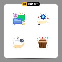 4 Universal Flat Icon Signs Symbols of chat cupcake management house cup Editable Vector Design Elements