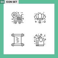 Group of 4 Modern Filledline Flat Colors Set for checkout log china new bag Editable Vector Design Elements