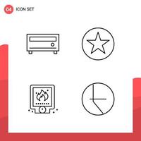 Pack of 4 Universal Outline Icons for Print Media on White Background vector