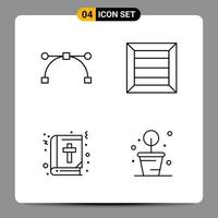 4 Black Icon Pack Outline Symbols Signs for Responsive designs on white background 4 Icons Set vector