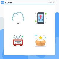 User Interface Pack of 4 Basic Flat Icons of cloud clock multimedia celebration table Editable Vector Design Elements