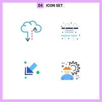 4 User Interface Flat Icon Pack of modern Signs and Symbols of cloud architect city arrow engineer Editable Vector Design Elements