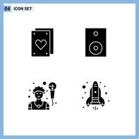 User Interface Pack of 4 Basic Solid Glyphs of cards man devices speaker flame Editable Vector Design Elements