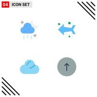 4 Universal Flat Icon Signs Symbols of cloud overcast weather direction browser Editable Vector Design Elements