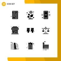 paquete de iconos vectoriales de stock de 9 signos y símbolos de línea para elementos de diseño vectorial editables del mercado de la tienda de señales de la tienda de carretillas elevadoras vector