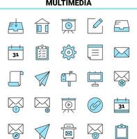 25 Multimedia Black and Blue icon Set Creative Icon Design and logo template vector