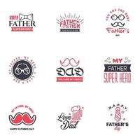 Happy Fathers Day Calligraphy greeting card 9 Black and Pink Typography Collection Vector illustration Editable Vector Design Elements