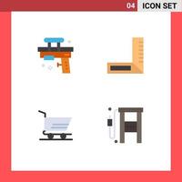 conjunto de 4 paquetes de iconos planos comerciales para elementos de diseño vectorial editables de gas de construcción de juguetes de pedido divertido vector