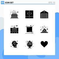 9 User Interface Solid Glyph Pack of modern Signs and Symbols of generator emergency interior electricity package Editable Vector Design Elements