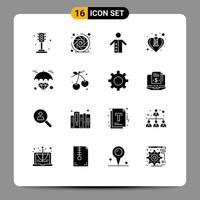 Set of 16 Modern UI Icons Symbols Signs for diamond love monk heart priest Editable Vector Design Elements