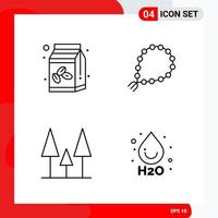 Creative Set of 4 Universal Outline Icons isolated on White Background vector