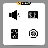 4 Black Icon Pack Glyph Symbols Signs for Responsive designs on white background 4 Icons Set vector