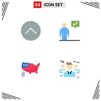 Set of 4 Vector Flat Icons on Grid for up american multimedia corporate thanksgiving Editable Vector Design Elements