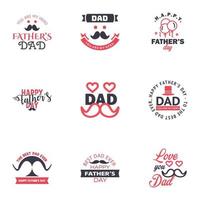 Happy fathers day card 9 Black and Pink Set Vector illustration Editable Vector Design Elements