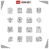 16 Icons Line Style Grid Based Creative Outline Symbols for Website Design Simple Line Icon Signs Isolated on White Background 16 Icon Set vector