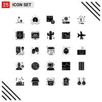 25 Thematic Vector Solid Glyphs and Editable Symbols of light setting box seo product Editable Vector Design Elements