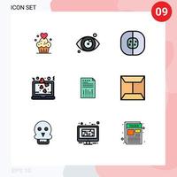 9 Creative Icons Modern Signs and Symbols of spreadsheet love atom laptop laboratory Editable Vector Design Elements
