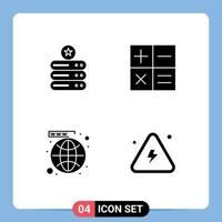 Solid Glyph Pack of 4 Universal Symbols of data social storage mini worldwide Editable Vector Design Elements
