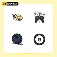 4 iconos creativos, signos y símbolos modernos del juego de errores, juego de primavera, bola, elementos de diseño vectorial editables vector