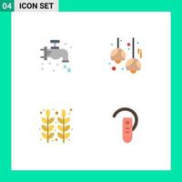 Editable Vector Line Pack of 4 Simple Flat Icons of faucet autumn plumbing decoration grain Editable Vector Design Elements