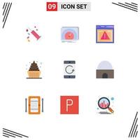 User Interface Pack of 9 Basic Flat Colors of arrow icecream internet dessert error Editable Vector Design Elements