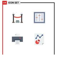 Group of 4 Flat Icons Signs and Symbols for queue print devices mixer data Editable Vector Design Elements