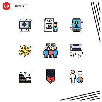 conjunto de 9 iconos de interfaz de usuario modernos signos de símbolos para programador de brillo solar teléfono inteligente elementos de diseño vectorial editables vector