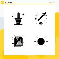 Collection of 4 Universal Solid Icons Icon Set for Web and Mobile vector