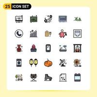 Universal Icon Symbols Group of 25 Modern Filled line Flat Colors of forest midi location keys controller Editable Vector Design Elements