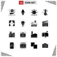 16 Icons Solid Style Grid Based Creative Glyph Symbols for Website Design Simple Solid Icon Signs Isolated on White Background 16 Icon Set vector