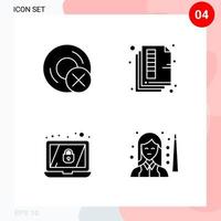 Vector Pack of 4 Icons in Solid Style Creative Glyph Pack isolated on White Background for Web and Mobile