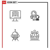 4 General Icons for website design print and mobile apps 4 Outline Symbols Signs Isolated on White Background 4 Icon Pack vector