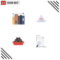 Group of 4 Flat Icons Signs and Symbols for history ship files pyramid analysis Editable Vector Design Elements