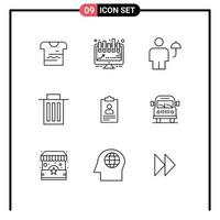 9 Creative Icons Modern Signs and Symbols of resume trash avatar interface umbrella Editable Vector Design Elements