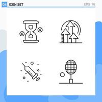 Modern 4 Line style icons Outline Symbols for general use Creative Line Icon Sign Isolated on White Background 4 Icons Pack vector