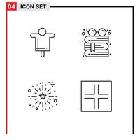 Set of 4 Modern UI Icons Symbols Signs for agriculture fireworks scarecrow glasses thanks day Editable Vector Design Elements