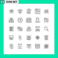 Stock Vector Icon Pack of 25 Line Signs and Symbols for layer design data creative browser Editable Vector Design Elements