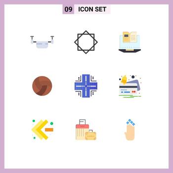 Pictogram Set of 9 Simple Flat Colors of computing volleyball warning volley hardware Editable Vector Design Elements