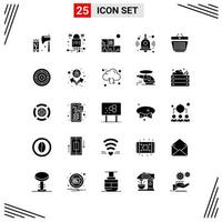 25 Icons Solid Style Grid Based Creative Glyph Symbols for Website Design Simple Solid Icon Signs Isolated on White Background 25 Icon Set vector