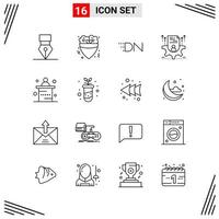 16 Icons Line Style Grid Based Creative Outline Symbols for Website Design Simple Line Icon Signs Isolated on White Background 16 Icon Set vector