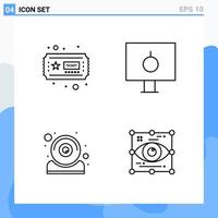 Modern 4 Line style icons Outline Symbols for general use Creative Line Icon Sign Isolated on White Background 4 Icons Pack vector