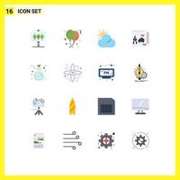 Set of 16 Commercial Flat Colors pack for green chemistry chemistry sun news guide Editable Pack of Creative Vector Design Elements