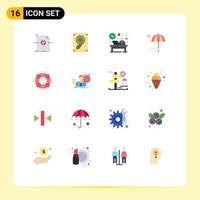 16 Thematic Vector Flat Colors and Editable Symbols of help enjoy front bench beanch Editable Pack of Creative Vector Design Elements