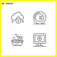 4 Icon Set Simple Line Symbols Outline Sign on White Background for Website Design Mobile Applications and Print Media vector