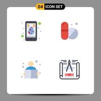 4 Flat Icon concept for Websites Mobile and Apps cell reading mobile tablet blueprint Editable Vector Design Elements