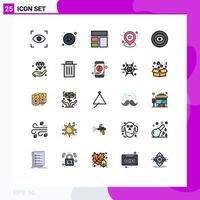 Set of 25 Modern UI Icons Symbols Signs for eye achievement frame location pin location Editable Vector Design Elements