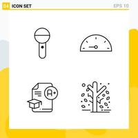 Collection of 4 Universal Line Icons Icon Set for Web and Mobile vector